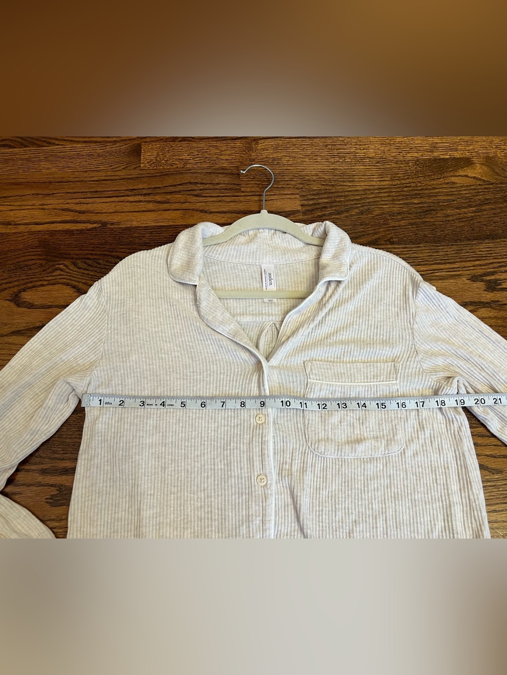 Auden Cream Ribbed Button-Front Sleep Shirt - Picture 4 of 6